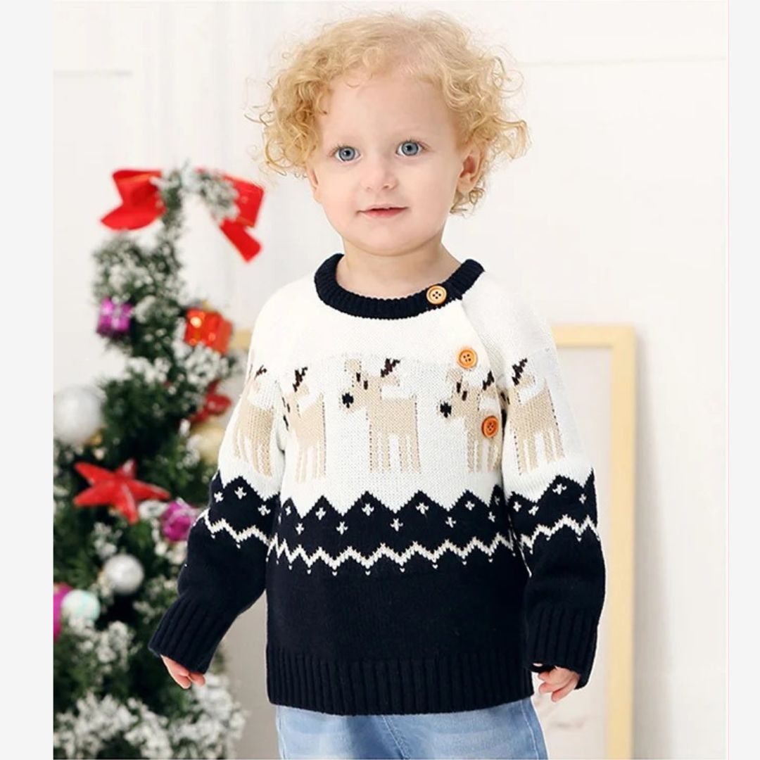 Baby-Strickpullover – Weihnachts-Cartoon