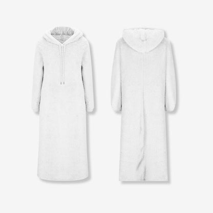 Kuscheliges Damen-Fleece-Kapuzen-Nachthemd mit Taschen