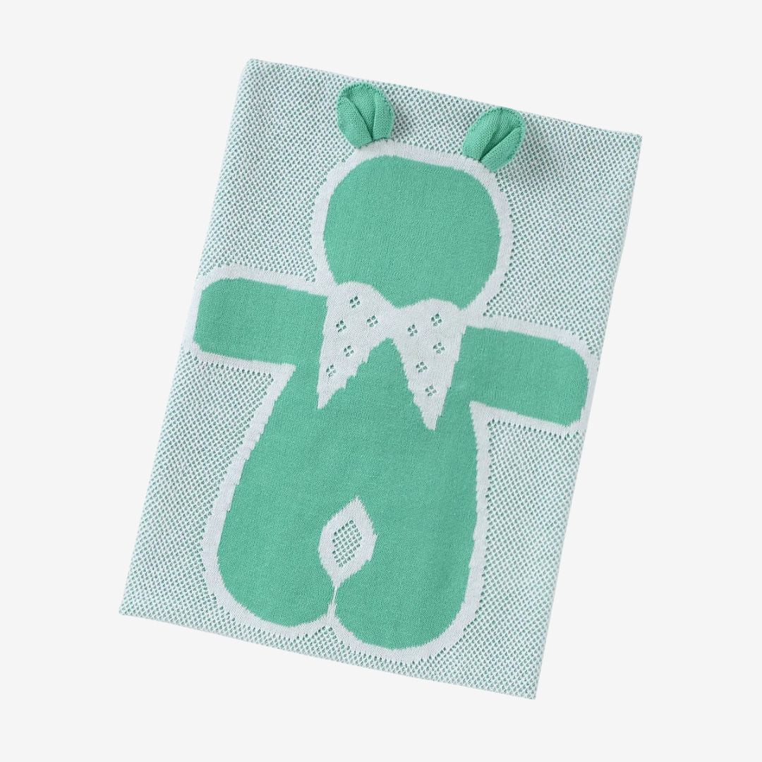 Weiche Strickdecke mit Hasenmotiv