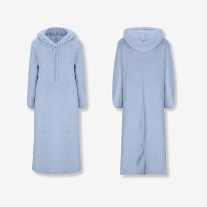 Kuscheliges Damen-Fleece-Kapuzen-Nachthemd mit Taschen