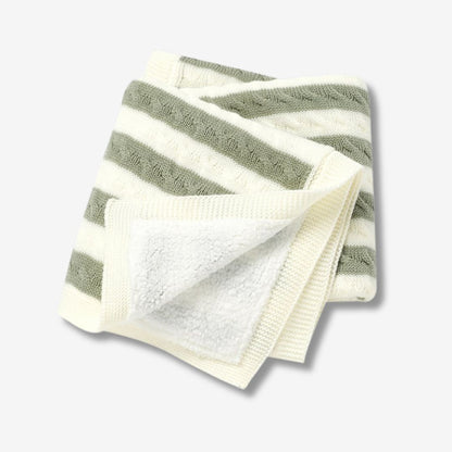 Gestrickte, gestreifte Baby-Puckdecke