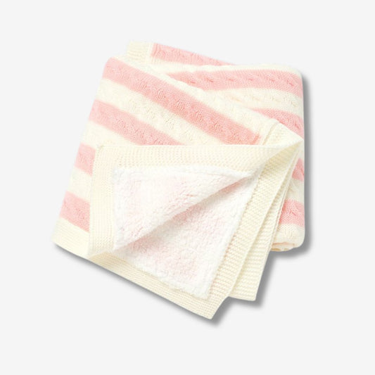 Gestrickte, gestreifte Baby-Puckdecke