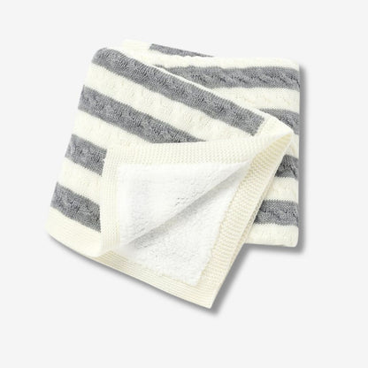 Gestrickte, gestreifte Baby-Puckdecke