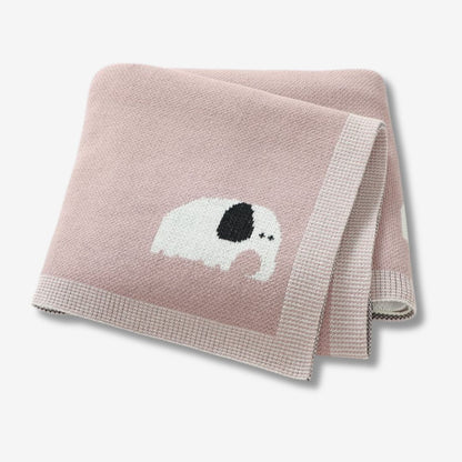 Gestrickte Babydecke mit Elefantenmotiv