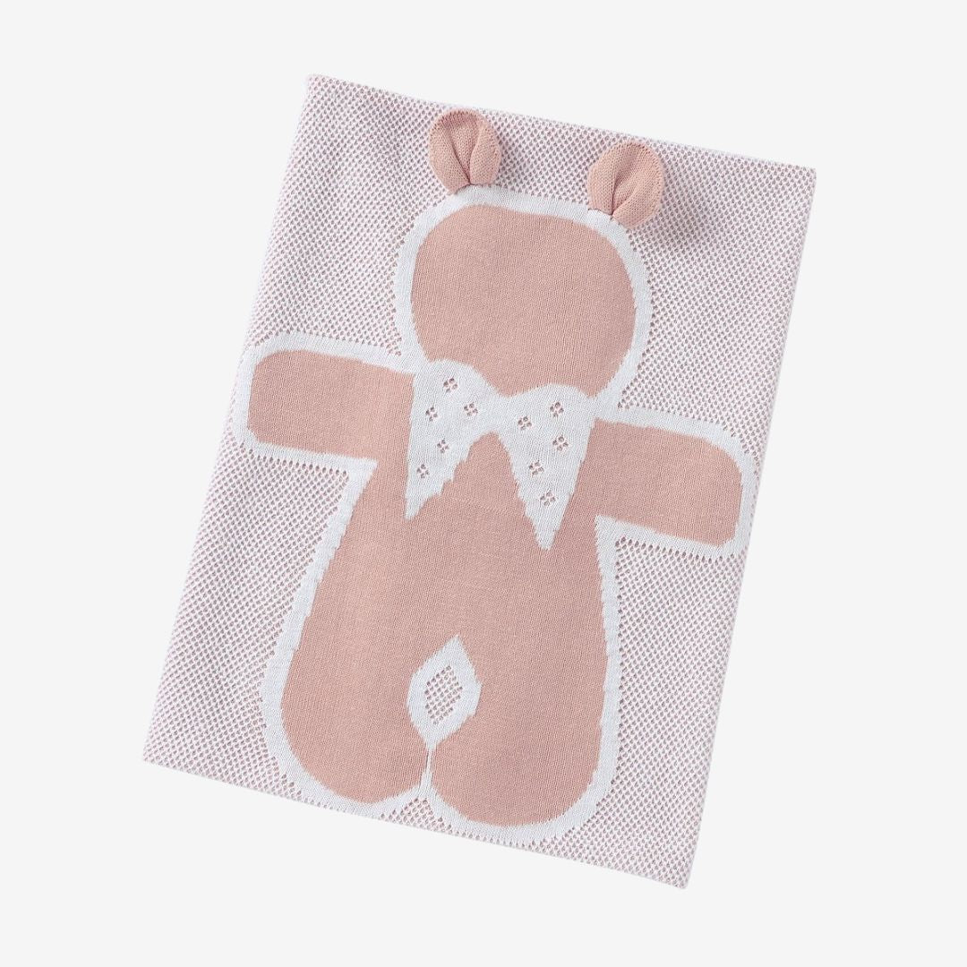 Weiche Strickdecke mit Hasenmotiv