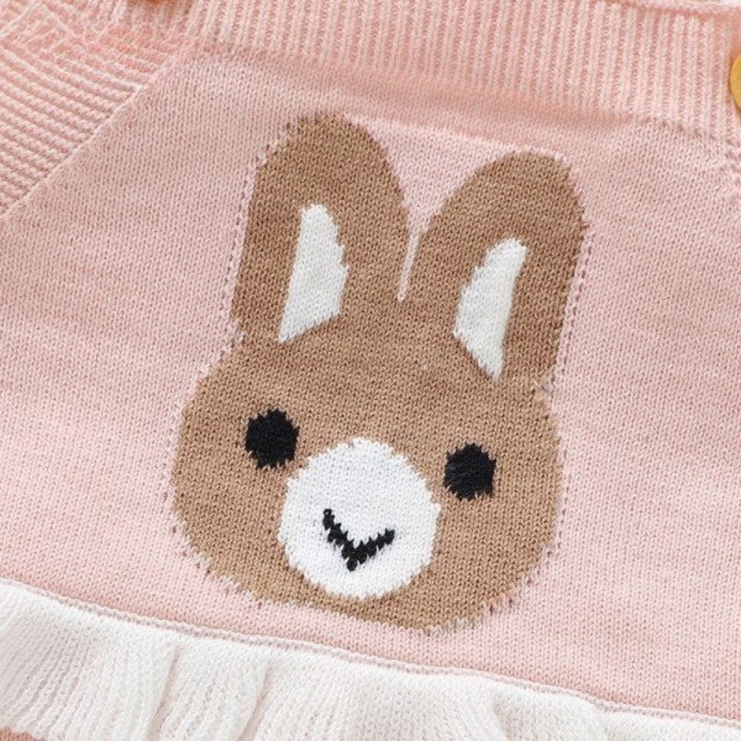 Baby Strick-Strampler aus Baumwolle mit Häschen