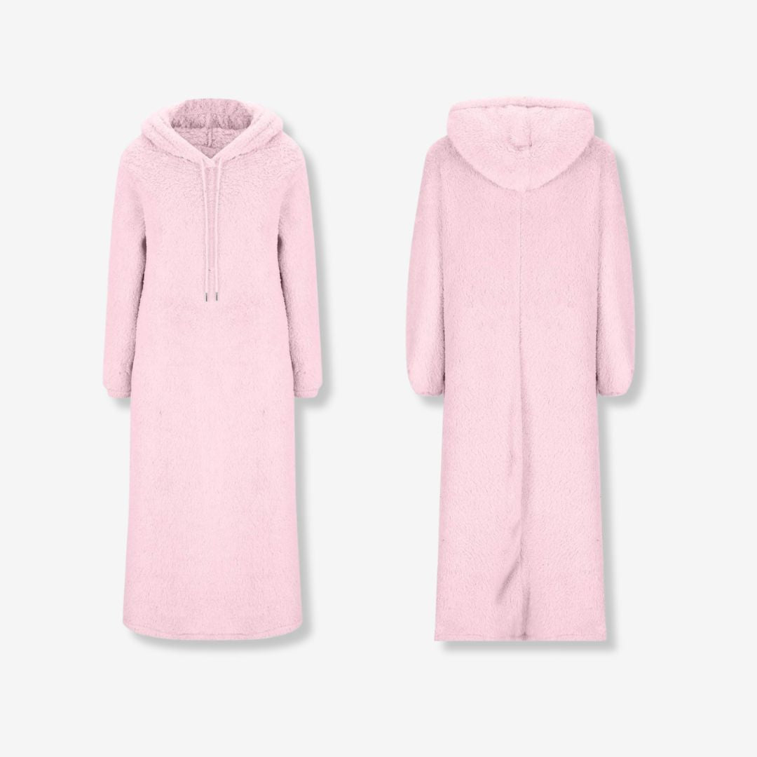 Kuscheliges Damen-Fleece-Kapuzen-Nachthemd mit Taschen