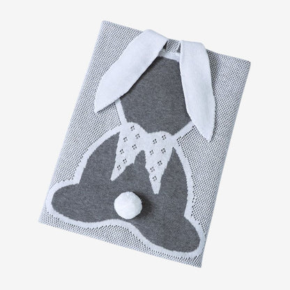 Weiche Baby-Strickdecke mit 3D-Hasenmotiv
