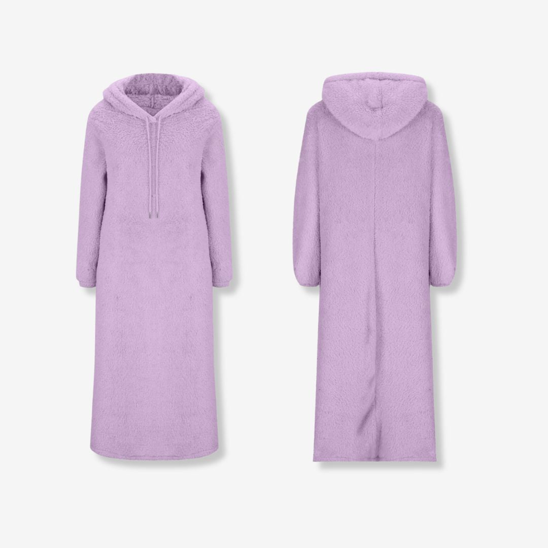 Kuscheliges Damen-Fleece-Kapuzen-Nachthemd mit Taschen