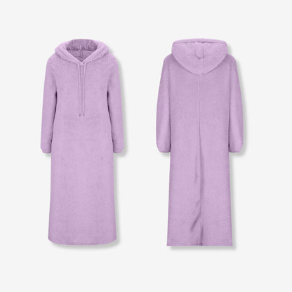Kuscheliges Damen-Fleece-Kapuzen-Nachthemd mit Taschen