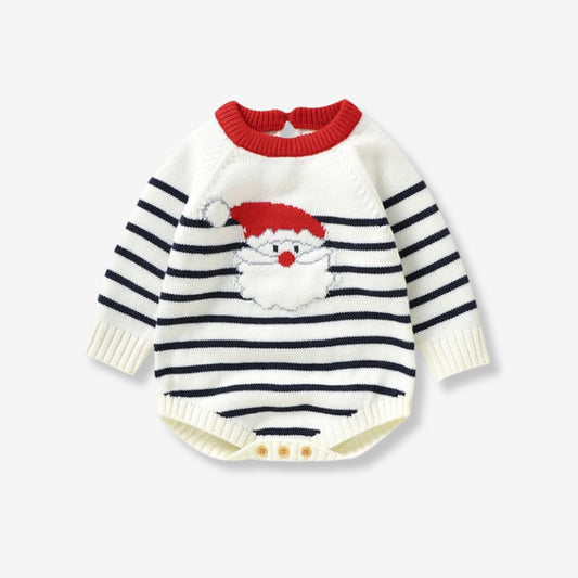 Weihnachts-Strick-Strampler für Babys mit Weihnachtsmann-Ärmeln