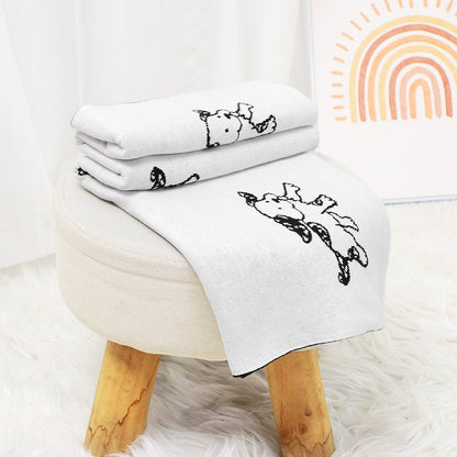 Gestrickte Babydecke aus Baumwolle mit Hundemotiv