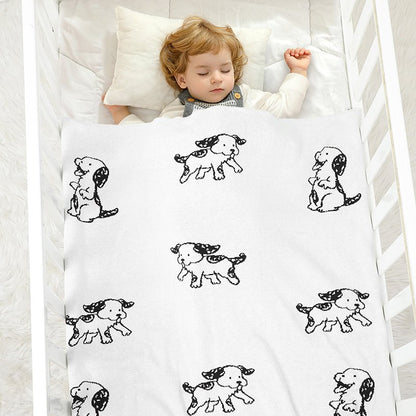 Gestrickte Babydecke aus Baumwolle mit Hundemotiv