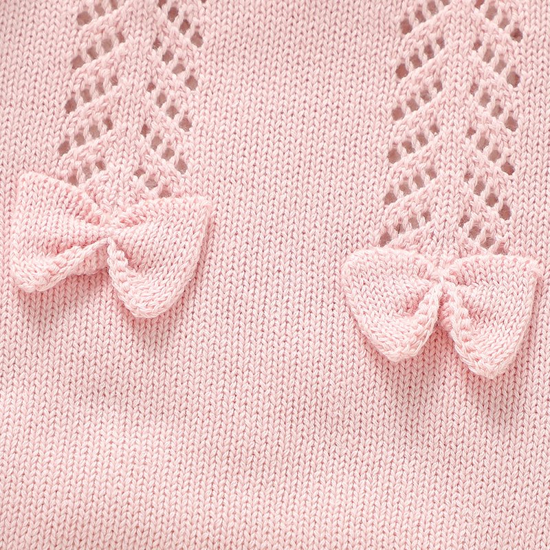 Baby-Mädchen Strick-Strampler mit Schleife