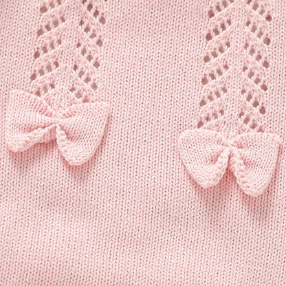 Baby-Mädchen Strick-Strampler mit Schleife