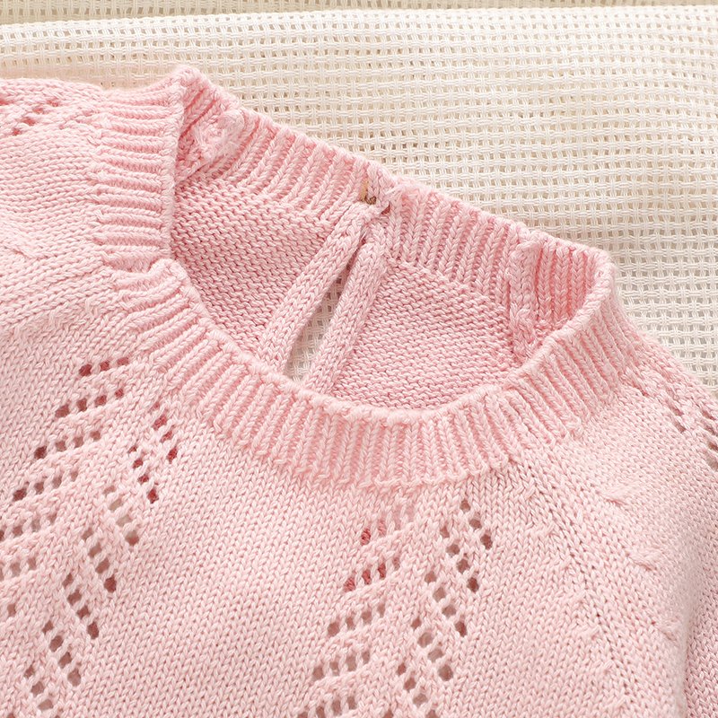 Baby-Mädchen Strick-Strampler mit Schleife