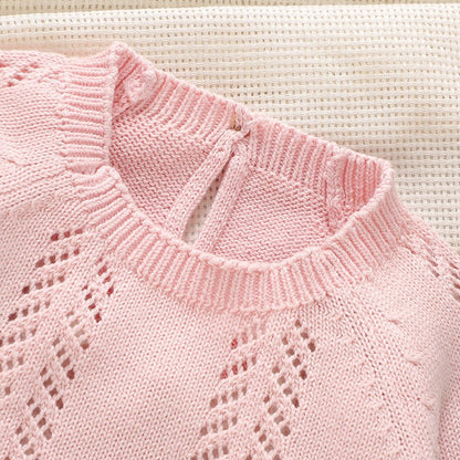Baby-Mädchen Strick-Strampler mit Schleife