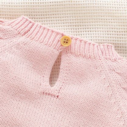 Baby-Mädchen Strick-Strampler mit Schleife