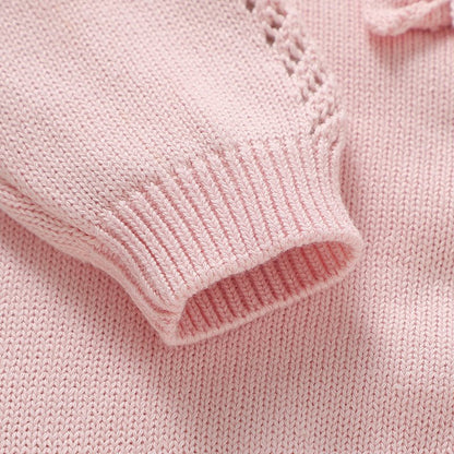 Baby-Mädchen Strick-Strampler mit Schleife