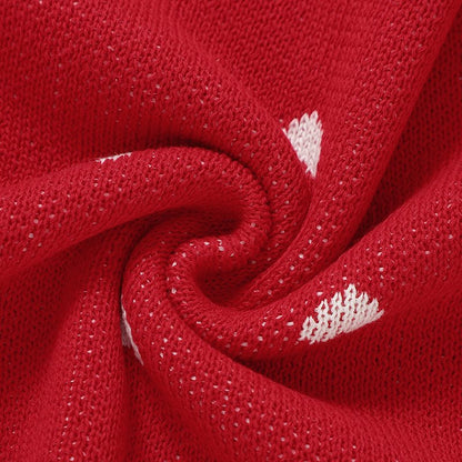 Gestrickte Weihnachtsdecke – Herzmuster