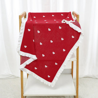 Gestrickte Weihnachtsdecke – Herzmuster