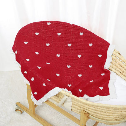 Gestrickte Weihnachtsdecke – Herzmuster