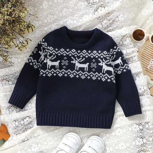 Gestrickter Weihnachtspullover mit Langarm