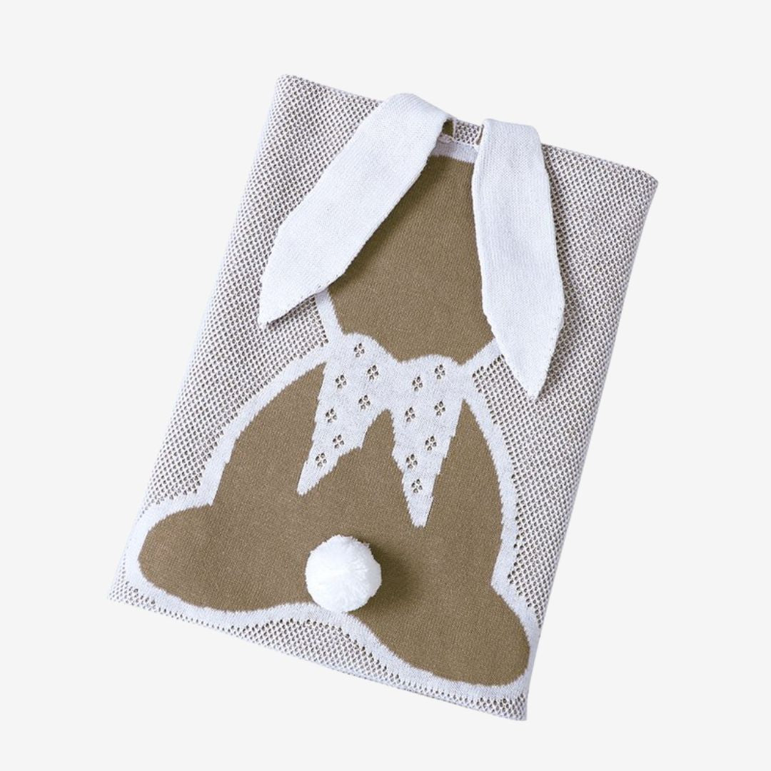 Weiche Baby-Strickdecke mit 3D-Hasenmotiv