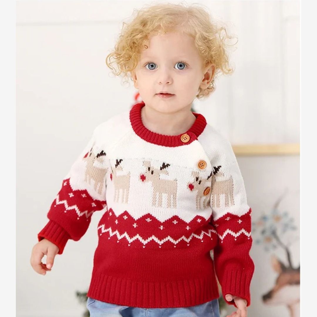 Baby-Strickpullover – Weihnachts-Cartoon
