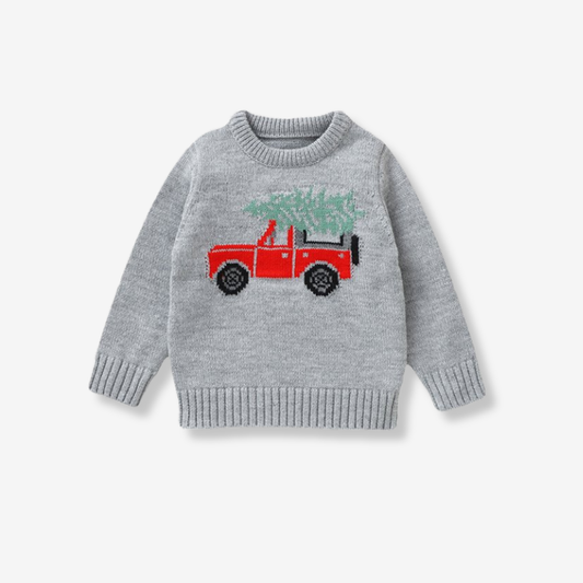 Baby Langarm-Strickpullover mit LKW-Motiv
