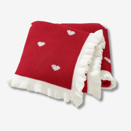 Gestrickte Weihnachtsdecke – Herzmuster