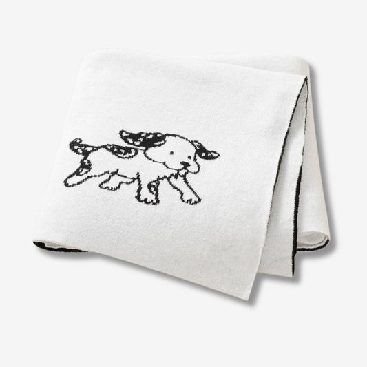 Gestrickte Babydecke aus Baumwolle mit Hundemotiv