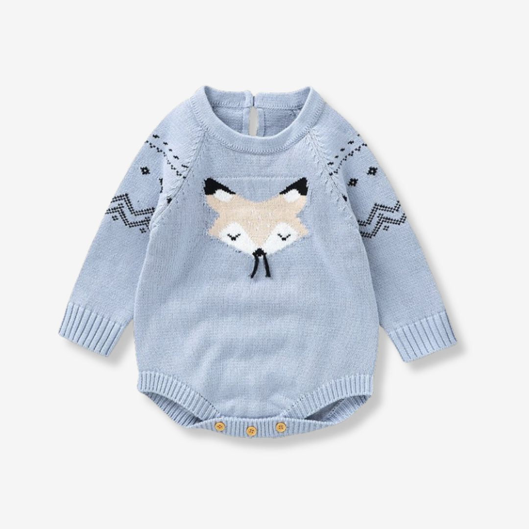 Gestrickter Baby-Strampler mit Fuchs