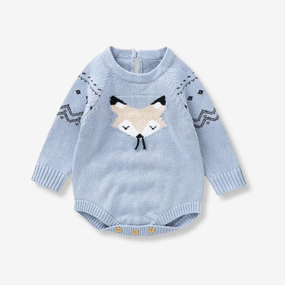 Gestrickter Baby-Strampler mit Fuchs